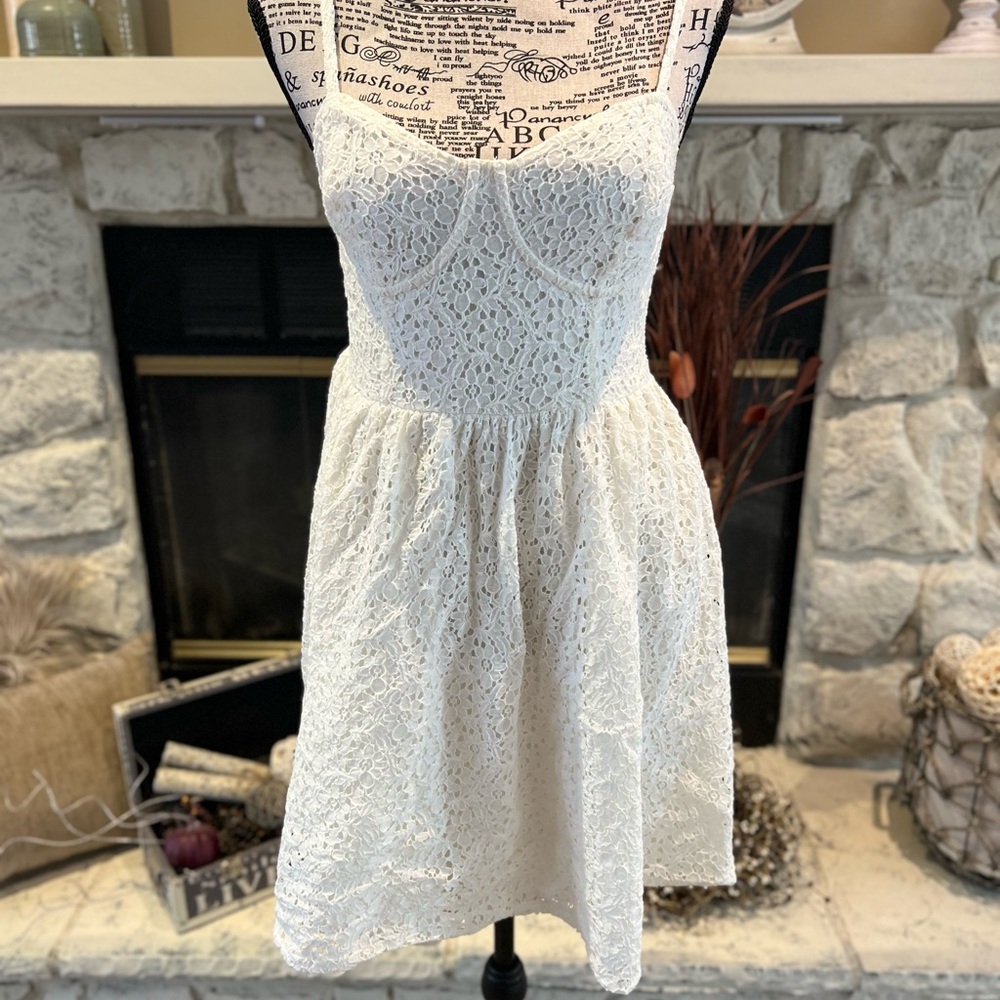 Cream Mini Sundress with Sweetheart Neckline